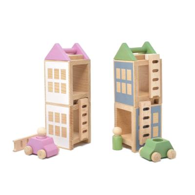 China Custom Creative Rainbow Montessori Education Eco-friendly Material Stacking Building Block Toys Wooden Rainbow Set Kids Toy for sale