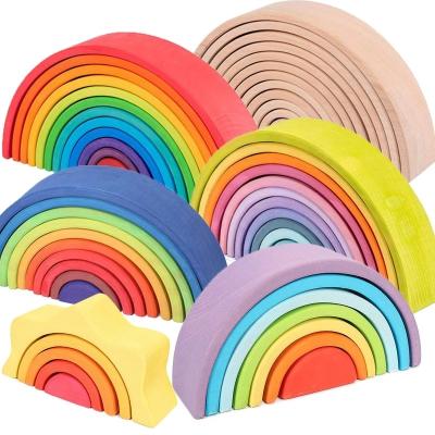 China Eco-Friendly Material Toddler Play Set Montessori and Waldorf Inspired Wooden Toys Rainbow Colorful Kids Toys Baby for sale