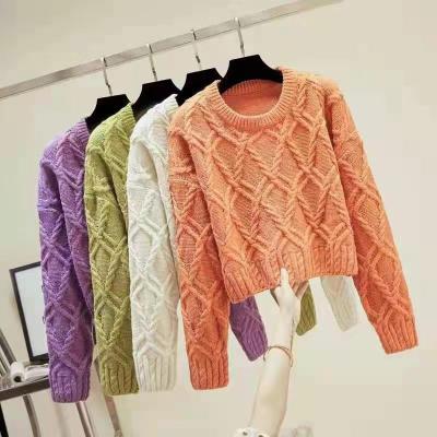 China Anti-wrinkle style sweater lazy women loose new short knit sweaters for women 2020 for sale