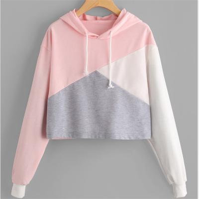 China New Autumn Hooded Long Sleeve Color Block QUICK DRY Sweatshirt Cropped Hoodie Woman for sale