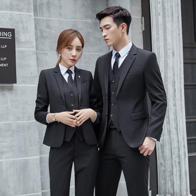 China 2021 Custom Made Anti-wrinkle Business Suit Professional Black Women Suit Set for sale