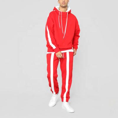 China 2020 Newest custom made hoodie men's breathable clothing oversized red tracksuit with side stripe casual mens sports suits for sale