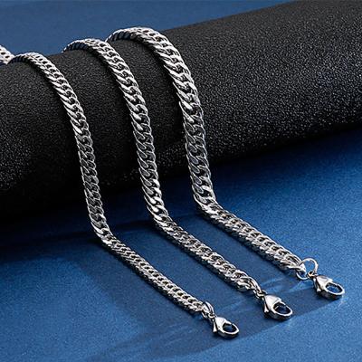 China 2021 Fashion Trendy Hip Hop Jewelry Lobster Clasp Metal Grinding Stainless Steel Chains For Men for sale