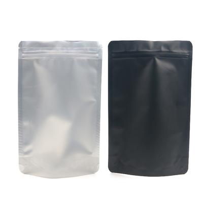 China Food In Stock Black Color Matt Finished Mylar Aluminum Foil Bag Zip Lock Packaging Bags for sale