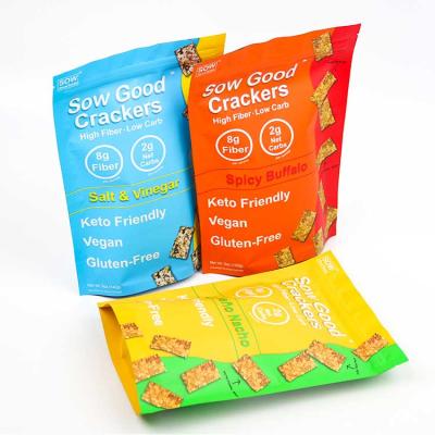 China Custom Moisture Proof Printed Bright Yellow Food Plastic Food Bags Packaging Three Side Seal Snack Bags for sale