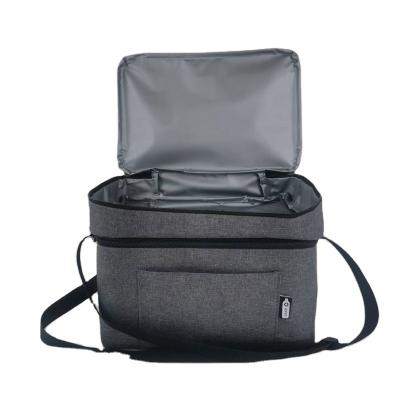 China Double Layers Logo Handle Customized Double Layers Picnic Bag Wine Bottle Food Lunch Tote Bag Thermal Hot Sale Insulated Cooler Bags for sale