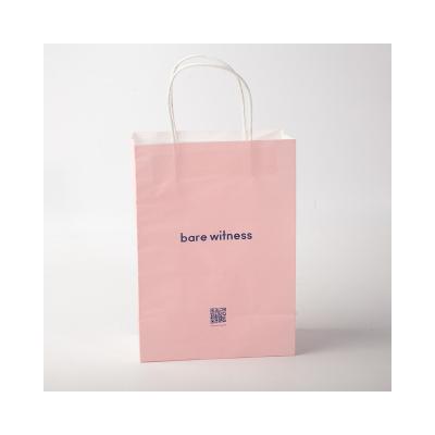 China Handmade Washed Insulation Bag Food Packaging Paper Bag Kraft Paper Food Bag Pink for sale