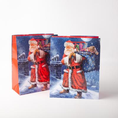 China Santa Claus Paper Sack Disposable Red Hot Christmas Sale Bags For Gift Xmas Cheap Shopping Bags for sale