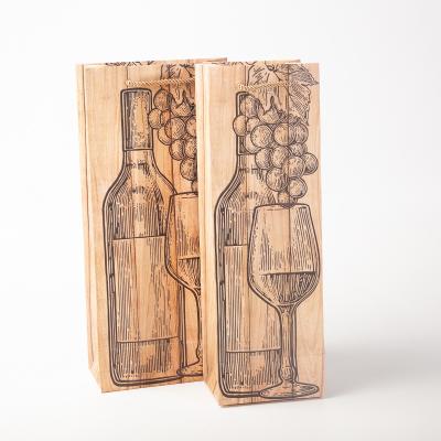 China Two Bottle Handmade Paper Bag Kraft Paper Bags With Handle Wine Bag Kraft Paper for sale