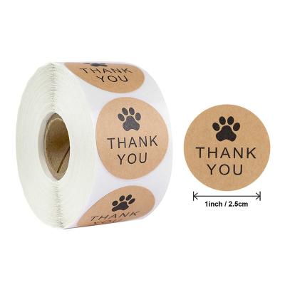 China Round Gold labels Thank You Kraft Stickers 1 inch Wedding Pretty Gift Cards Envelope Sealing Label Stickers for sale