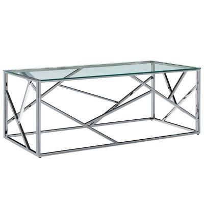 China (Height) Adjustable glass-topped coffee tables, side tables, and Hall table have silver colored striking, legs and gold-colored/ metal frames for sale