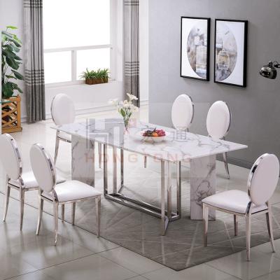 China (Size) Modern Design Furniture Bedroom Furniture Marble Adjustable Online Dining Table Set Foshan Manufacture for sale