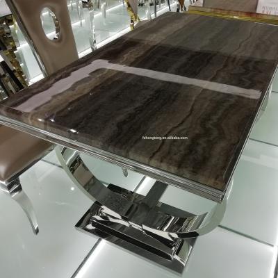 China Glass Top (Height) Dining Table Set Adjustable Dining Table Glass Top Marble Top for sale