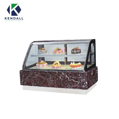 China High Temperature Curved Glass Cake Showcase Display Bakery Showcase Cake Refrigerators With Digital Controller for sale