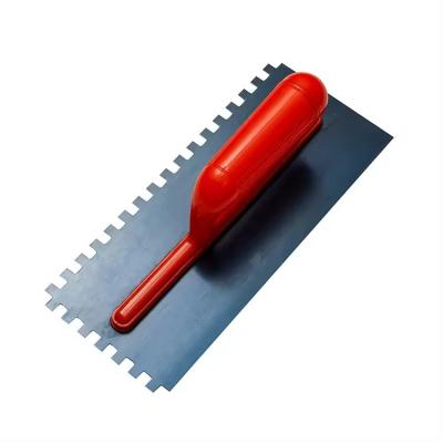 China 0.7 mm Carbon Steel Finishing Drywall Trowel 1x1cm Toothed Rectangle Shape Stainless Steel Blade Plaster Trowel for sale