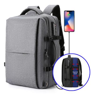 China With USB Backpack Bag Business Laptop Increasing Backpack Outdoor Traveling Backpack Large Large Capacity Expandable 2 in 1 for sale