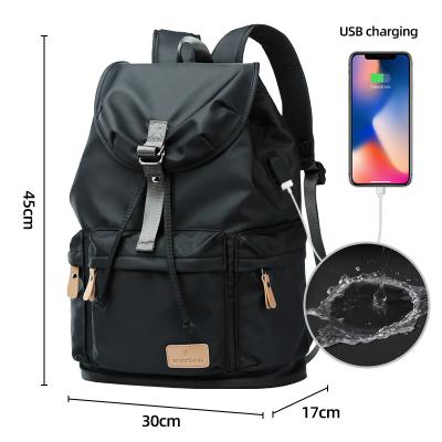 China Black USB Port Custom Daily Unisex Oxford Polyester Bag Large Capacity Rucksack Flap Style Waterproof Zipper Backpack for sale