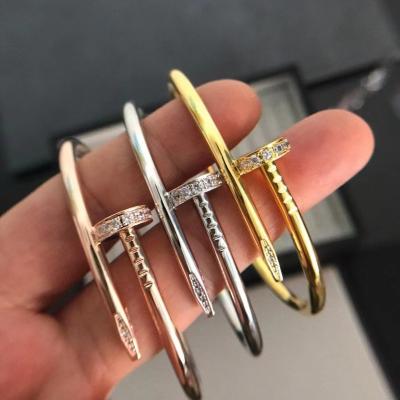 China High quality punk nail screw bracelet for women and men, 316L18k stainless steel gold plated bangle, luxurious jewelry for sale