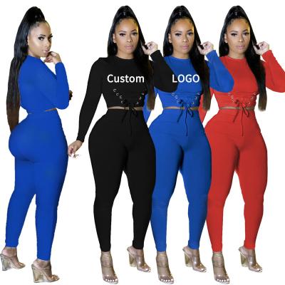 China QUICK DRY Custom Made LOGO Tracksuit Crop Top And Pants Pants Fall Clothing Sets Women Panty Two Piece Sets For Women Clothes 2021 for sale