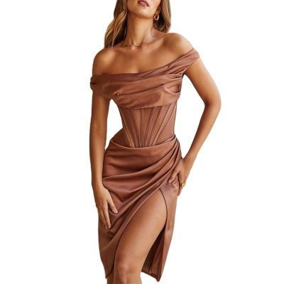 China 2022 Anti-wrinkle newcomers shape chic women off the shoulder corset design elegant dress women casual outfits for sale