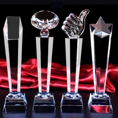 China Wholesale Cheap White K9 Crystal Hands Transparent Thumbs Engraving Award Medals Clean Glass Trophy From Europe for sale