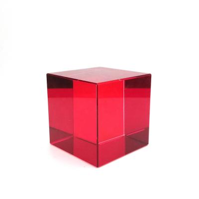 China Wholesale Red Decoration Glass 5*5*5cm Crystal Blank Cube Block For Europe Crystal Cube K9 for sale