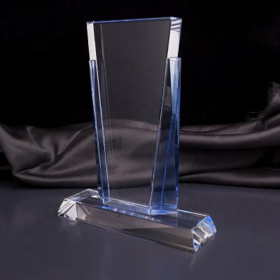 China Europe Crystal Glass Trophy Crystal Award K9 Custom Blue Shaped Glass Trophy Business Awards for sale