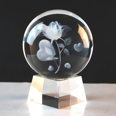 China Europe K9 80mm laser engraved crystal ball with 3d image k9 glass ball for decoration home souvenir for sale