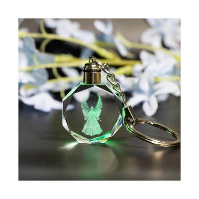 China Cheap Wholesale Blank K9 Clear Crystal Custom Souvenir Gift 2021 Laser Engraving 3d Led Logo Crystal Keychain for sale