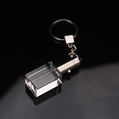 China Europe Rectangle Shape Blank Crystal Keychain For 3D Laser Engraved Led Crystal Keychain for sale