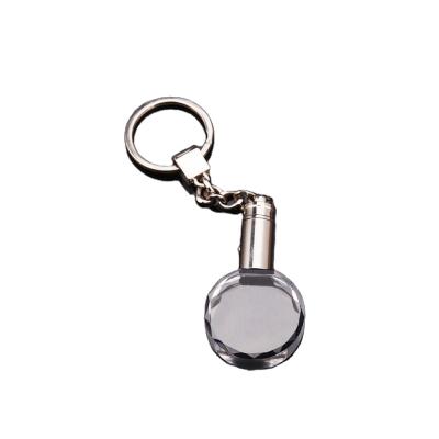 China Engravable White Crystal Key Chain Europe Octagon Ring Crystal Key Chain For Engraving for sale