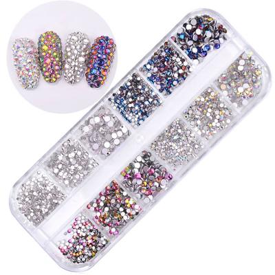 China Multicolor Glass Crystal Rhinestones Shiny Mixed Sizes ab Nail Art Flatback Hotfix Nail Art Decorations Accessories Tool for sale