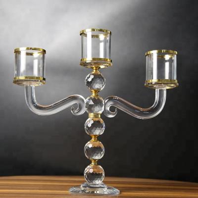 China Wholesale 3am Clear Home Crystal Glass Candle Holder Candlestick Decoration Hurricane Candle Holders for sale