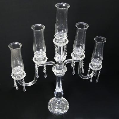 China Crystal Centerpiece 5am wedding /home use hurricane candelabra candle holder for event for sale