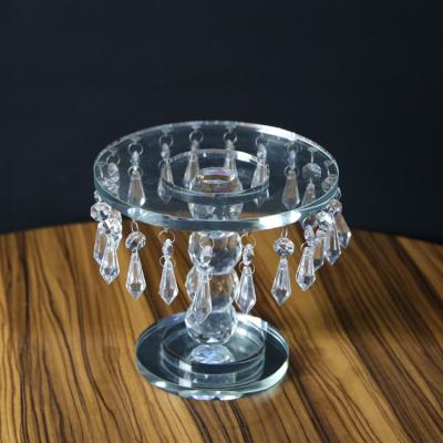 China Wedding /home use small crystal candle holder with flower stand drop centerpiece holder for wedding for sale