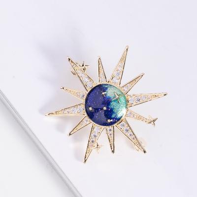 China Cute New Fashion Sun Star Brooch Cartoon Series Zircon Brooch Clothing Accessories Bright Creative Simple Trendy Brooch Birthday Gifts for sale