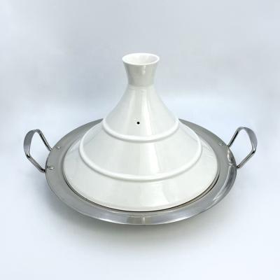 China Sustainable 2024 Ramada Tajine Morocco Stainless Steel Inox Tagin Porcelain Conical Lid Tagine for sale