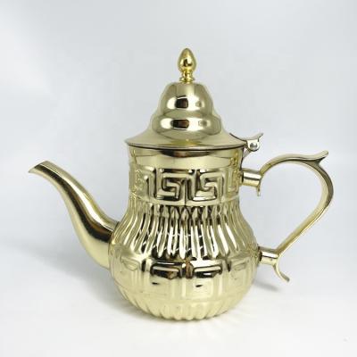 China Sustainable China Factory Stainless Steel Tea Set Morocco Mint Tea Cooking Pot Arabic Induction Gold Teapots for sale