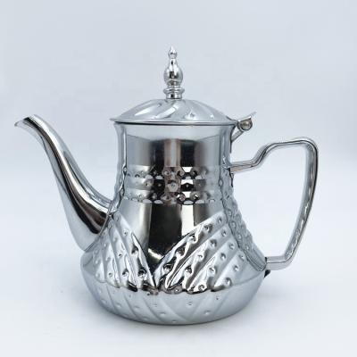 China Sustainable New Chromed 0.8L 1.2L 1.6L 2.0L Stainless Steel Tea Water Boil Pot Morocco Mint Teapot Arabic Teapots use on Fire for sale