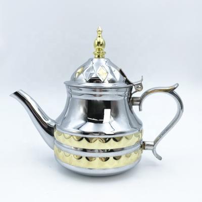 China Sustainable Good Quality Metal Stainless Steel Part Gold Teapots Induction  Inox Marco Mint Tea Teapot For Gas Stove for sale