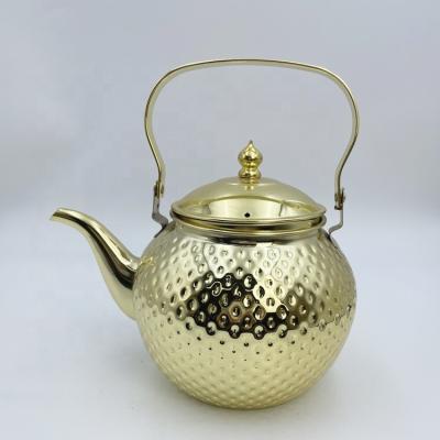 China Sustainable New Gold Round Ball Kettle Arabian Style Tea Pot Stainless Steel Inox Turkish Tea Maker Gas Fire Induction Teapot for sale