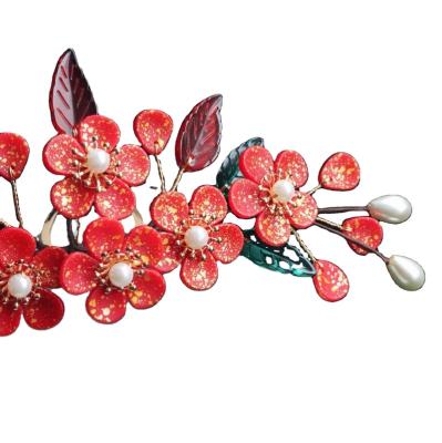 China Special Chinese Style Design Red Hair Accessories Decoration Chinese Traditional Female Hairpin For Wedding for sale