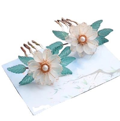 China Best quality chinese hot sale lucite bridal headdress styling flower antique hairpin for sale