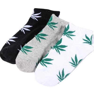 China Breathable Maple Jacquard Three Colors Cotton Casual Socks for sale