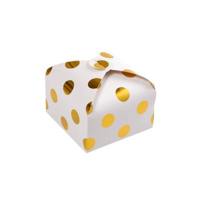 China Disposable Gold Foil Polka Dots Square Folded Wedding Party Dessert Gift Box for sale