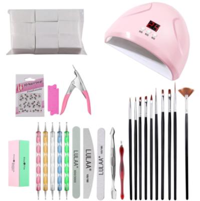 China Professional Salon Finger Nail Manicure Lamp Dot Drill Pen Nail Art File Folder 27Pieces DIY Nail Baking Tool for sale