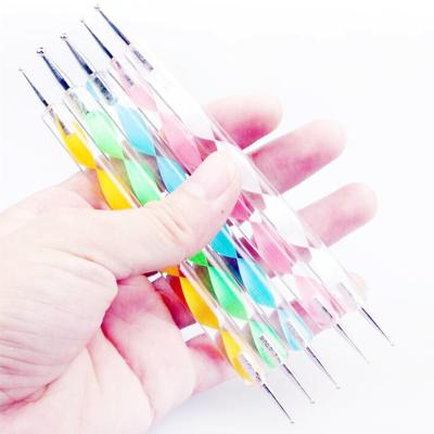 China Professional 5pcs Nail Drill Pen Nail Art Dotting Tools Pen Double Sided Crystal Handle Nail Embellishment Diamond Dotting Pen for sale