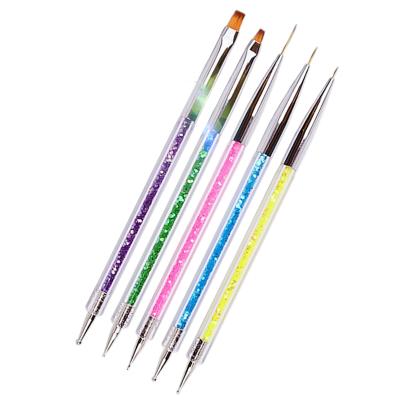 China Hot 5pcs Mink Nail Design Nail Pen Double Drill Head 5 Pieces Nail Art DIY Set Mink Manicure UV Gel 3D Nail Decoration Art Set double sided drill pen brush art hair for sale