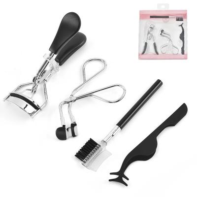 China Non-specific Hot Selling Black Cosmetic Tools Women Stainless Steel PVC Box Eyebrow Tools Eyelash Curler Set for sale