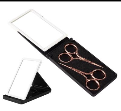 China Best Durable 2 In 1 Pocket Makeup Mirror Portable 2-Piece Scissors Set Makeup Scissors for sale